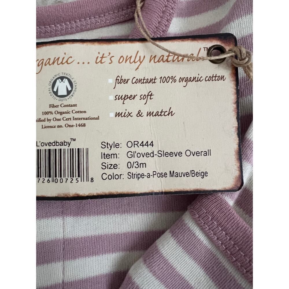 L’ovedbaby Organic Cotton Mauve & Stripe 4pc Lot 0–6M NWT - Picture 3 of 6